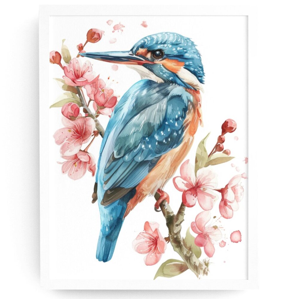 Kingfisher Bird Wall Art Watercolor Illustration Print Poster Card Unframed
